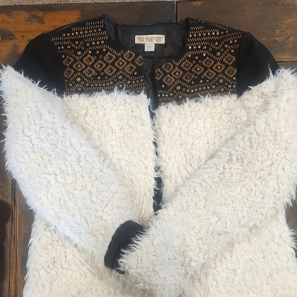 Vintage America Black and White Teddy Jacket